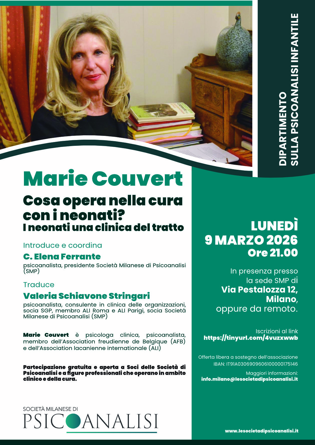 Locandina "Dipartimento sulla psicoanalisi infantile"-