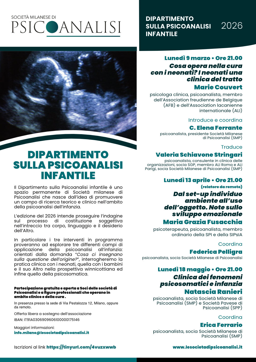 Locandina "Dipartimento sulla psicoanalisi infantile"-
